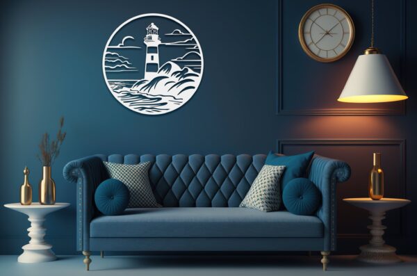 Coastal Lighthouse Metal Wall Art – Minimalist Ocean Decor for Room & Living Space