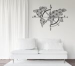 Large World Map Metal Wall Art – Modern Travel Decor for Home or Office