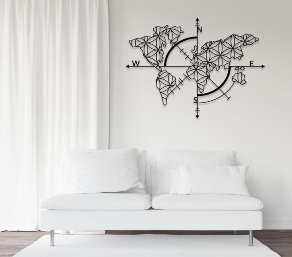 Large World Map Metal Wall Art – Modern Travel Decor for Home or Office