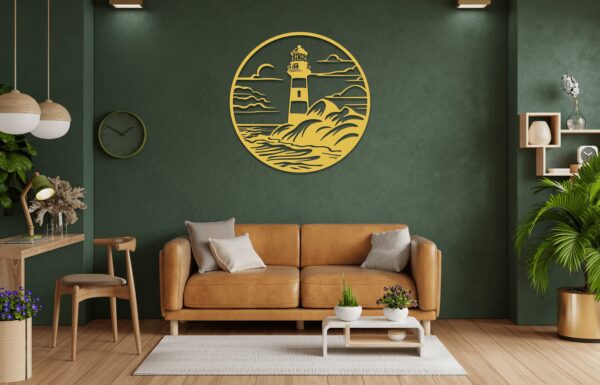 Coastal Lighthouse Metal Wall Art – Minimalist Ocean Decor for Room & Living Space