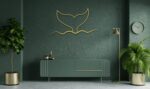 Coastal Whale Tail Metal Wall Art – Minimalist Ocean Decor for Room & Living Space