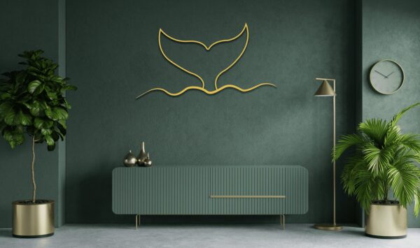 Coastal Whale Tail Metal Wall Art – Minimalist Ocean Decor for Room & Living Space