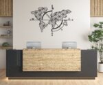 Large World Map Metal Wall Art – Modern Travel Decor for Home or Office