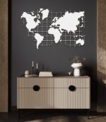 World Map Metal Wall Art – Modern Travel Decor for Home or Office