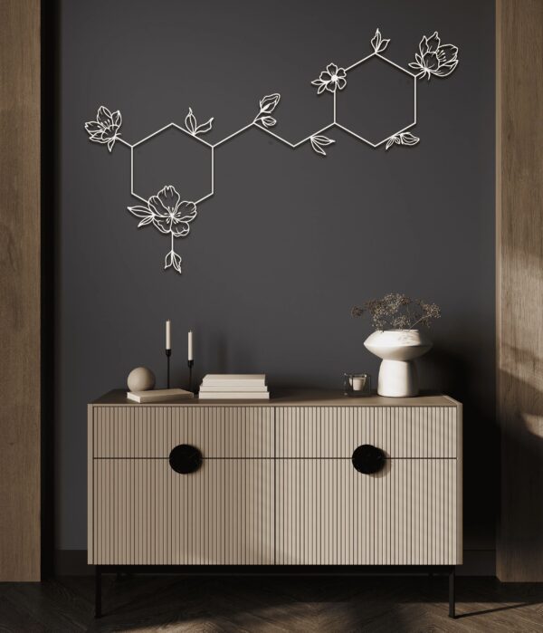 Wine Molecule Metal Wall Art – Minimalist Scientific Home Decor
