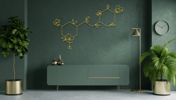 Wine Molecule Metal Wall Art – Minimalist Scientific Home Decor