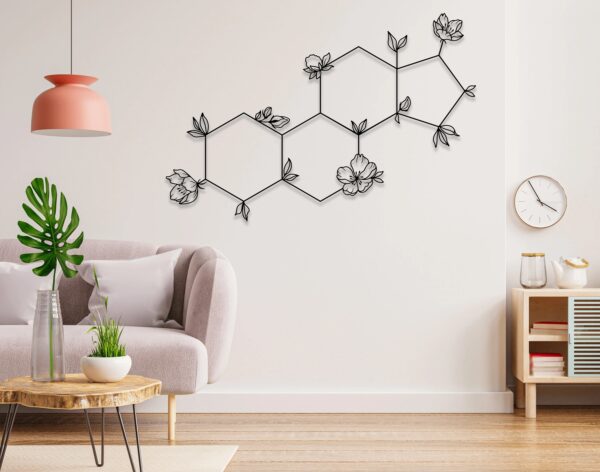 Estrogen Molecule Metal Wall Art – Minimalist Scientific Home Decor