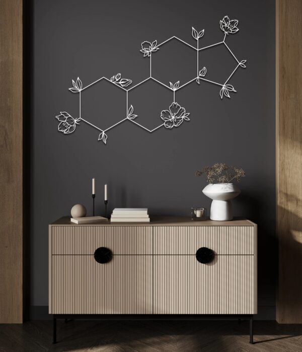 Estrogen Molecule Metal Wall Art – Minimalist Scientific Home Decor
