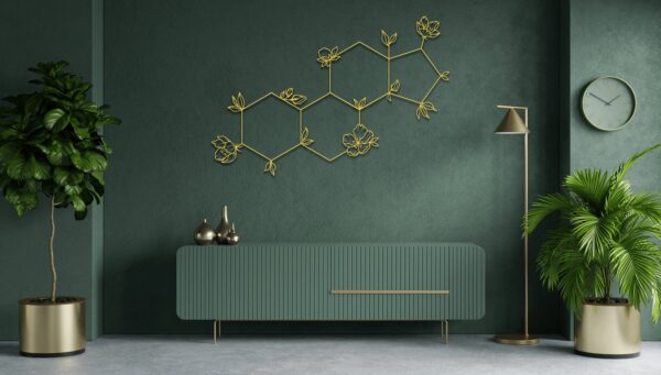 Estrogen Molecule Metal Wall Art – Minimalist Scientific Home Decor
