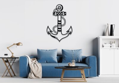 Coastal Anchor Metal Wall Art – Minimalist Ocean Decor for Room & Living Space