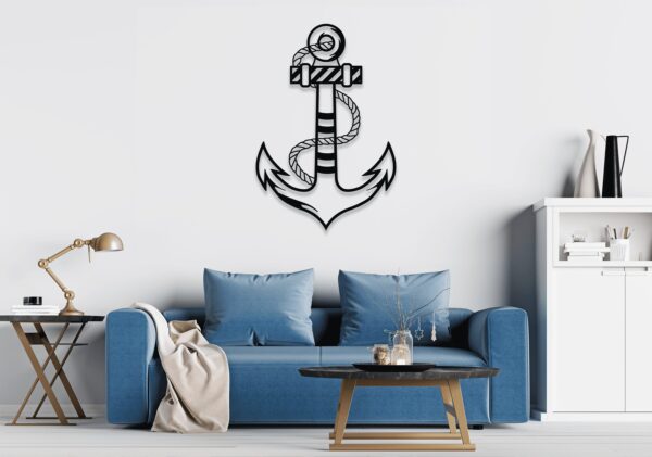 Coastal Anchor Metal Wall Art – Minimalist Ocean Decor for Room & Living Space