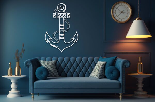 Coastal Anchor Metal Wall Art – Minimalist Ocean Decor for Room & Living Space
