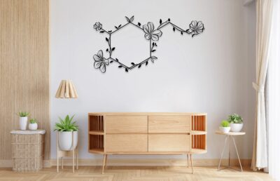 Dopamine Molecule Metal Wall Art – Minimalist Scientific Home Decor