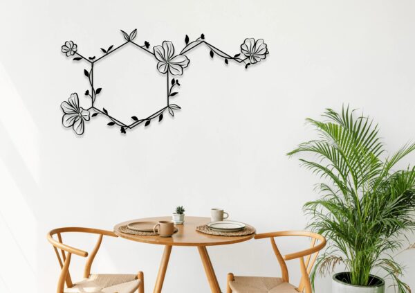 Dopamine Molecule Metal Wall Art – Minimalist Scientific Home Decor