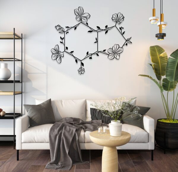 Chocolate Floral Molecule Metal Wall Art – Minimalist Scientific Home Decor