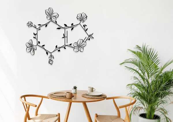 Caffeine Molecule Metal Wall Art – Minimalist Scientific Home Decor