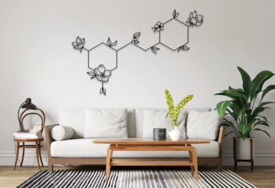Wine Molecule Metal Wall Art – Minimalist Scientific Home Decor