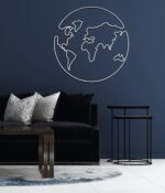 Earth World Map Metal Wall Art – Modern Travel Decor for Home or Office