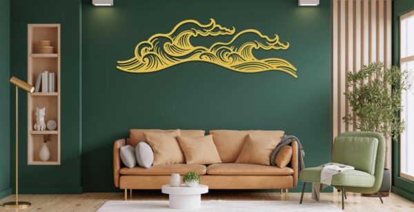 Coastal Ocean Wave Metal Wall Art – Minimalist Ocean Decor for Room & Living Space