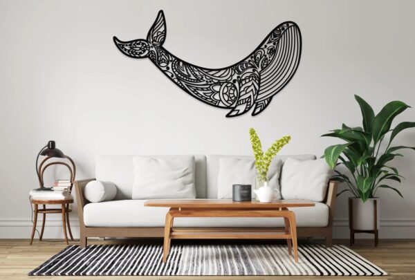 Coastal Whale Metal Wall Art – Minimalist Ocean Decor for Room & Living Space