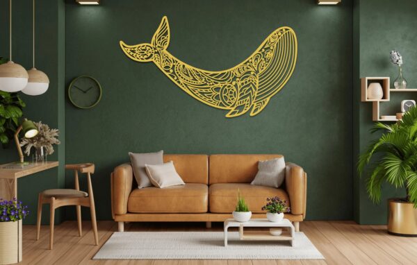Coastal Whale Metal Wall Art – Minimalist Ocean Decor for Room & Living Space