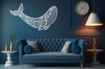 Coastal Whale Metal Wall Art – Minimalist Ocean Decor for Room & Living Space