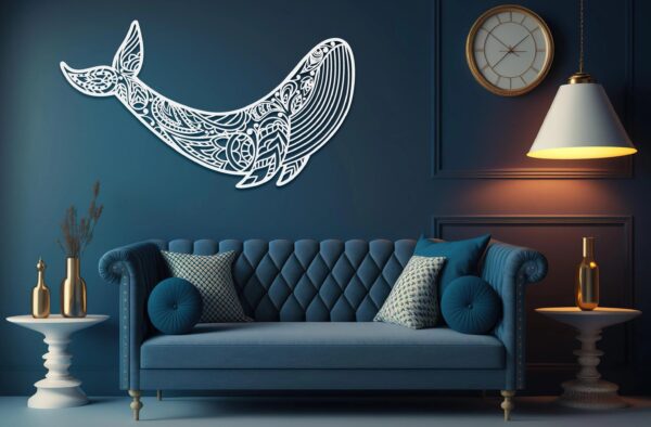 Coastal Whale Metal Wall Art – Minimalist Ocean Decor for Room & Living Space