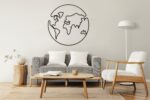 Earth World Map Metal Wall Art – Modern Travel Decor for Home or Office