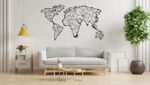 Floral World Map Metal Wall Art – Modern Travel Decor for Home or Office