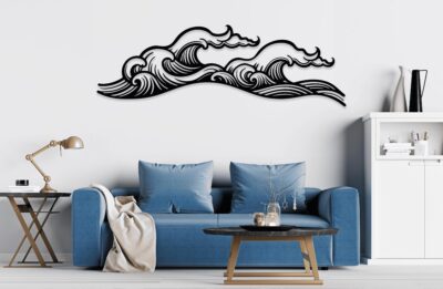 Coastal Ocean Wave Metal Wall Art – Minimalist Ocean Decor for Room & Living Space
