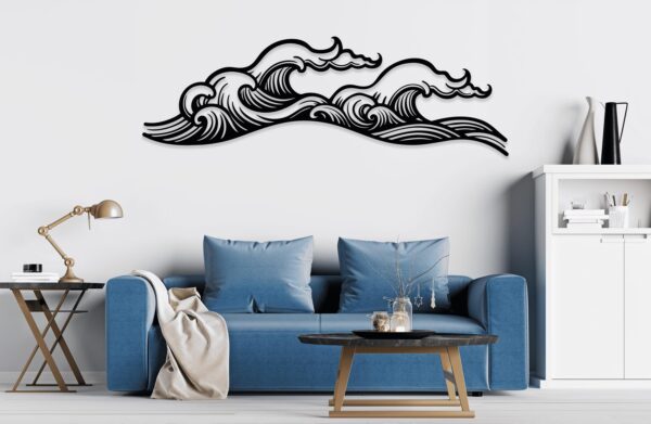Coastal Ocean Wave Metal Wall Art – Minimalist Ocean Decor for Room & Living Space
