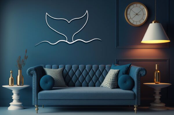 Coastal Whale Tail Metal Wall Art – Minimalist Ocean Decor for Room & Living Space