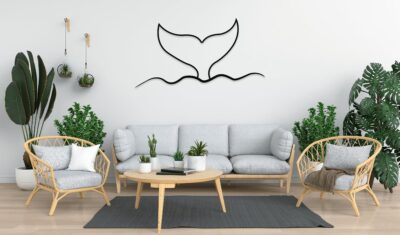 Coastal Whale Tail Metal Wall Art – Minimalist Ocean Decor for Room & Living Space